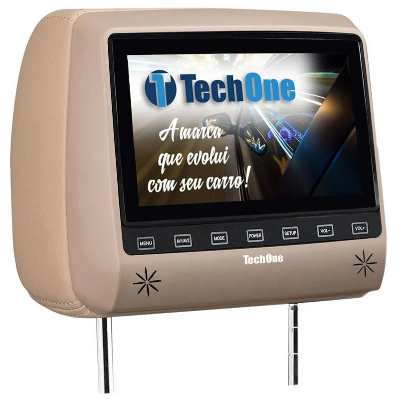 Encosto De Cabeça Com Monitor Tech One Slim Sem Dvd Bege