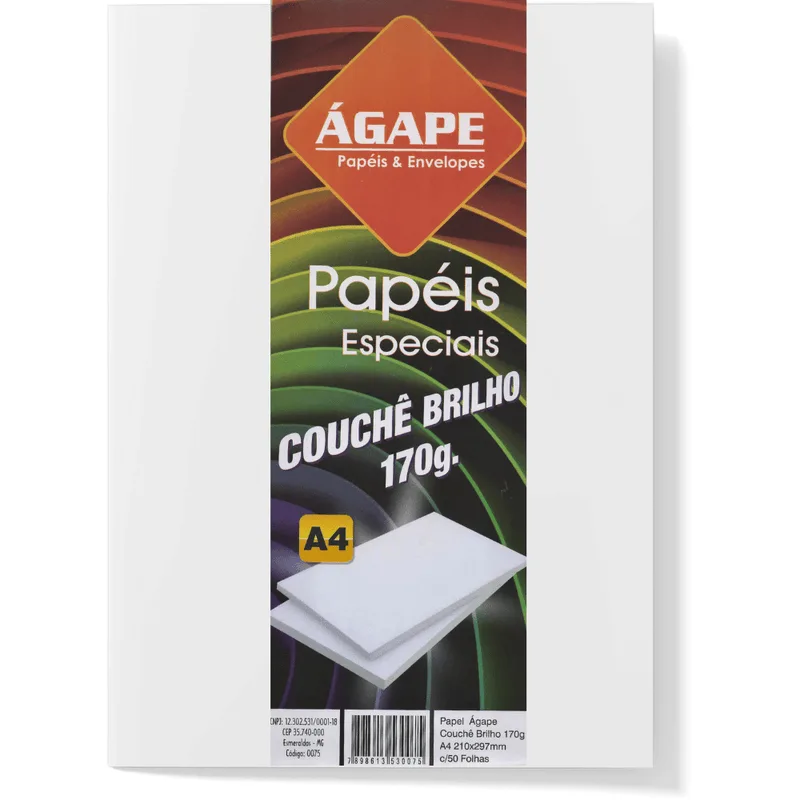 Papel Couchê A4 170 Gramas C/ 50 Folhas - Ágape Agape