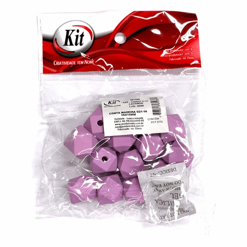 CONTA MADEIRA CANDY 16X16MM C LAVANDA C-17