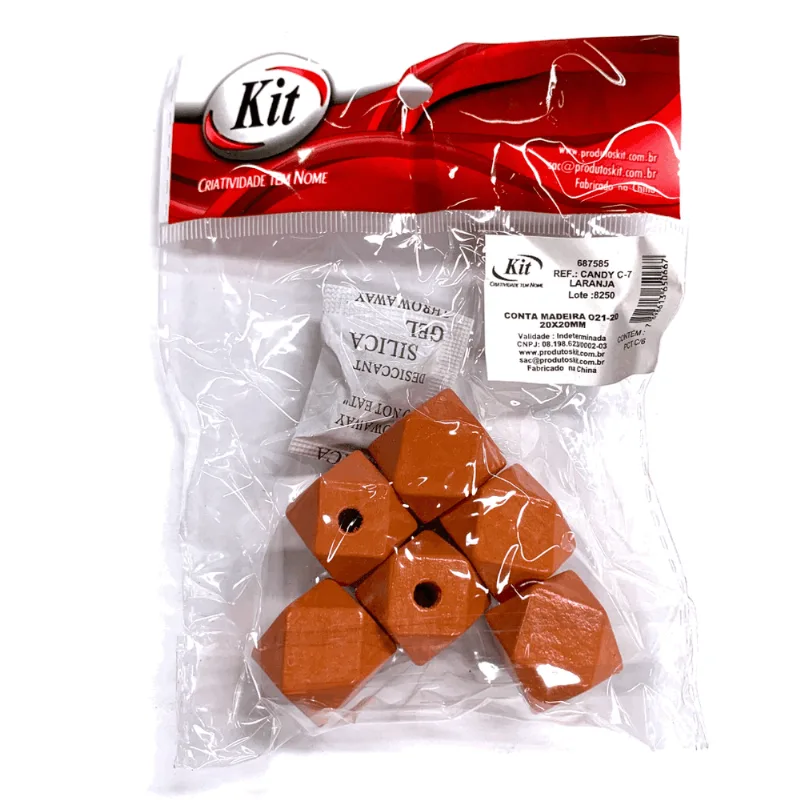 CONTA MADEIRA CANDY 16X16MM C 7 LARANJA