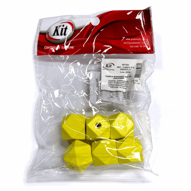 CONTA MADEIRA CANDY 16X16MM C 3 AMARELO