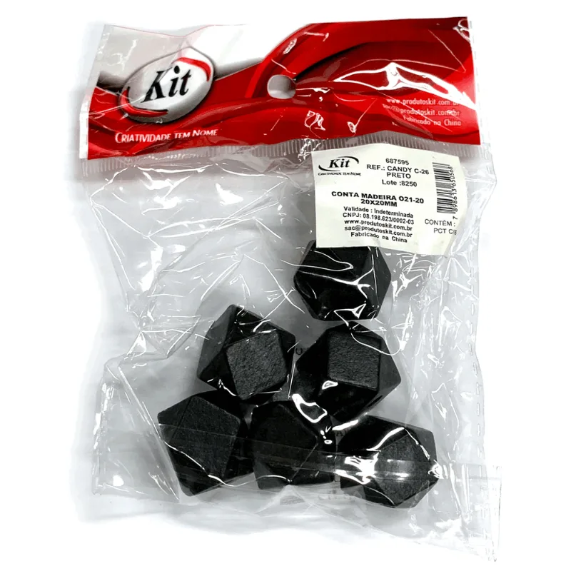 CONTA MADEIRA CANDY 20X20MM C 26 PRETO