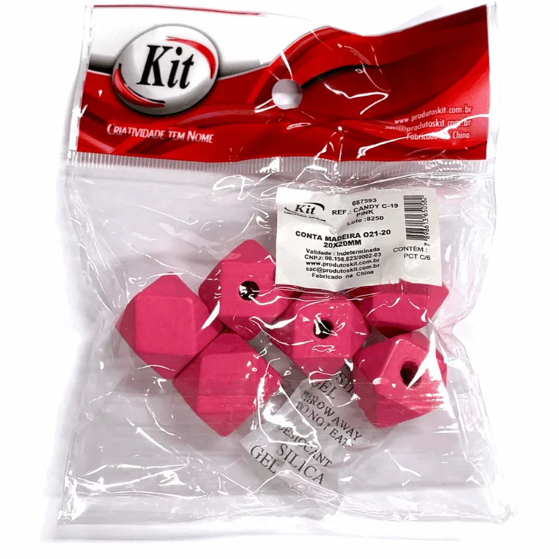 CONTA MADEIRA CANDY 20X20MM C 19 PINK