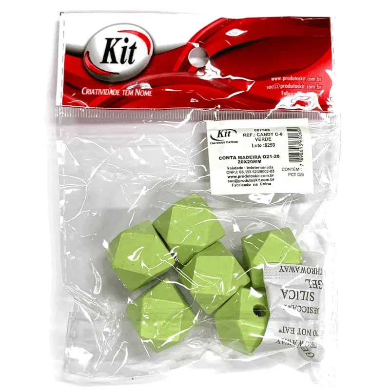 CONTA MADEIRA CANDY 20X20MM C 8 VERDE