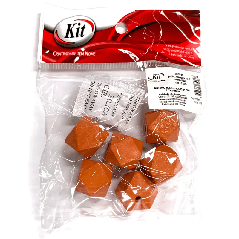 CONTA MADEIRA CANDY 20X20MM C 7 LARANJA