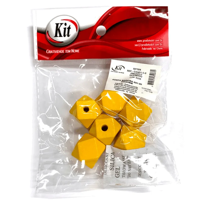 CONTA MADEIRA CANDY 20X20MM C-5 AMARELO QUEIMADO ÚNICA