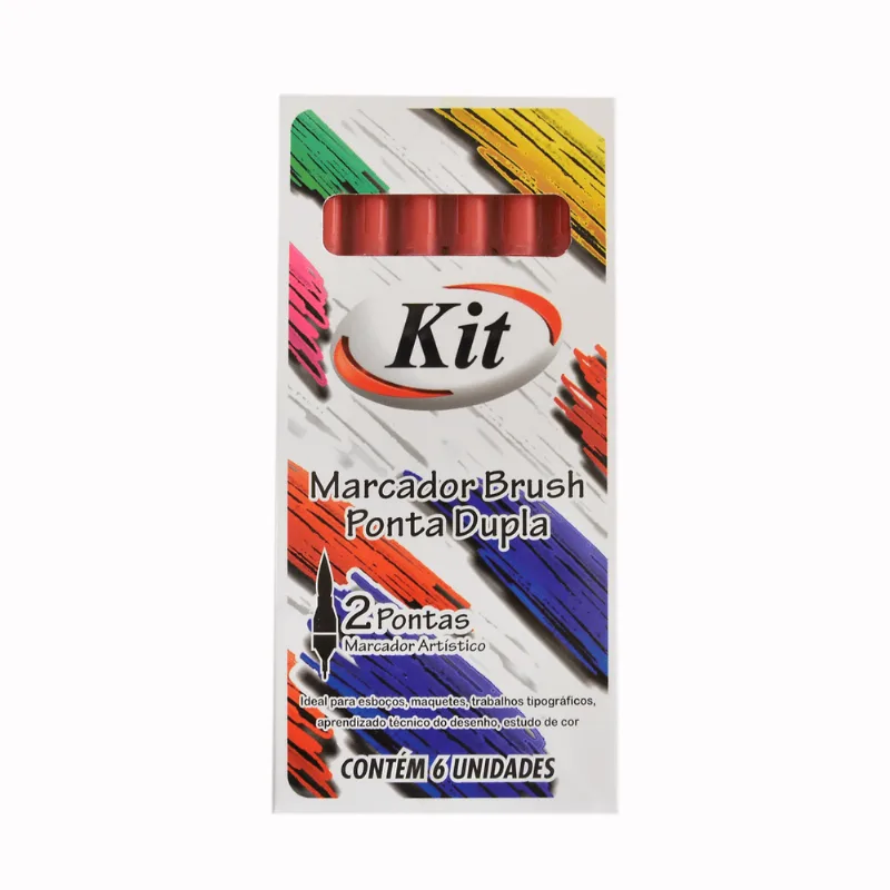 MARCADOR BRUSH PONTA DUPLA VERMELHO