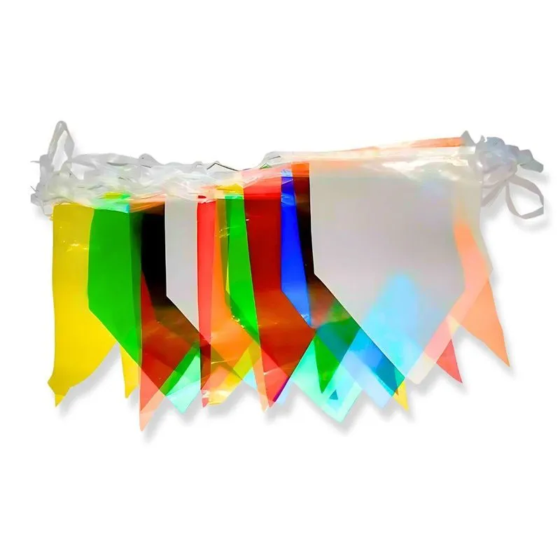 01 Bandeira Festa Junina Bandeirola Plástica Colorida 10m