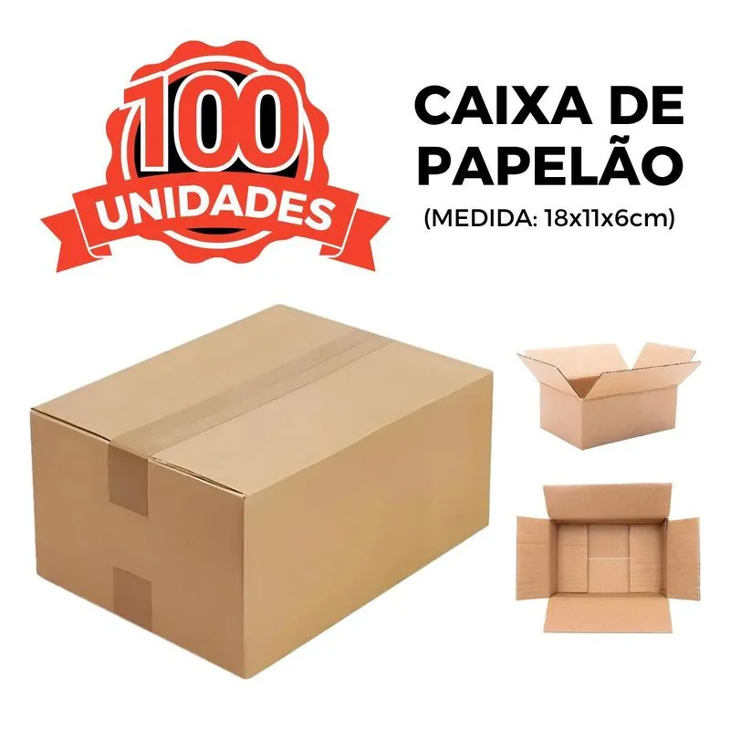 100 Caixas De Papelão Para Envios Pac Mini 18x11x6
