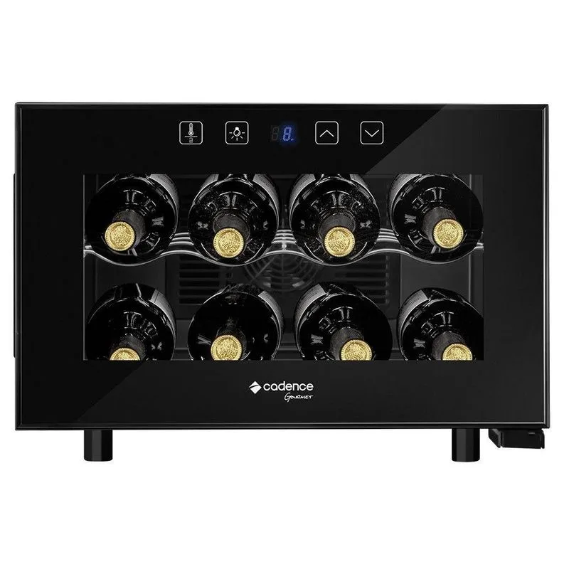 Adega Gourmet Touch 8 Garrafas Cadence Preto Bivolt Ade081