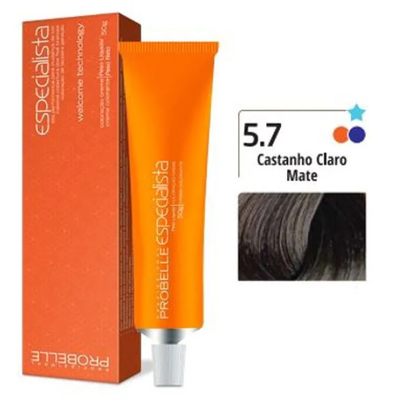Coloração Especialista Probelle 50G. - 5.7 * Castanho claro mate