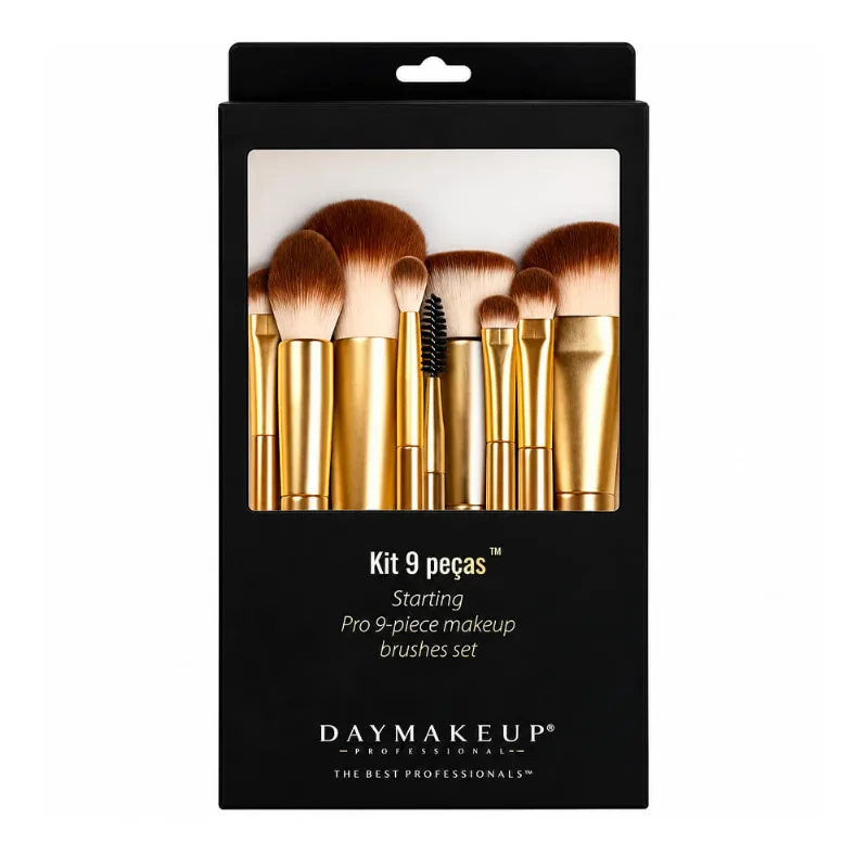 Kit Daymakeup Starting Pro - Pincéis de Maquiagem 9 Peças
