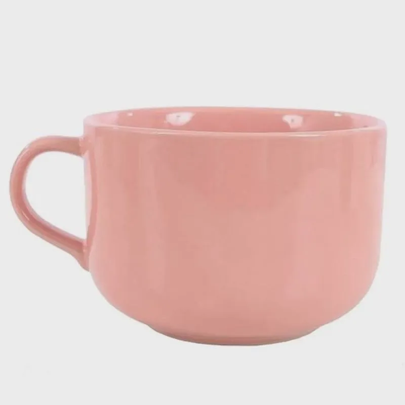 Caneca Xícara Jumbo 450ml para Sopa Caldo Cereal Cor Rosa