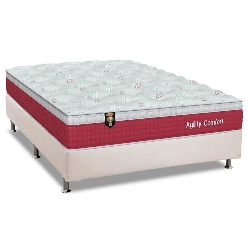 Conjunto Box Casal: Colchão Molas Orthoflex MasterPocket Ensacadas Agility Confort + Base crc Courano White(138x188)