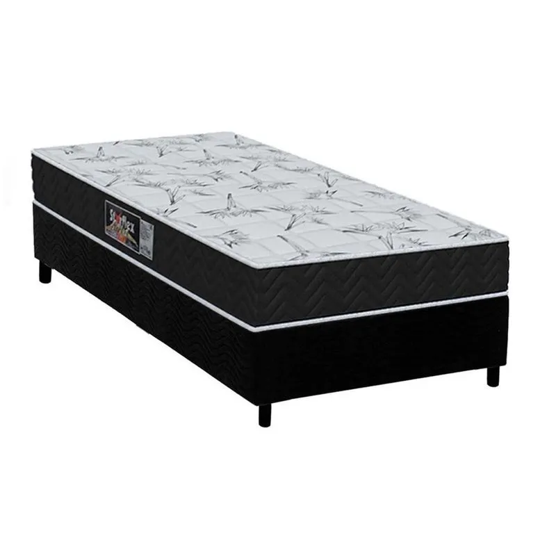 Conjunto Box Solteiro: Colchão Molas Orthoflex Ensacadas Starflex Black + Base crc Suede Black (88x188)