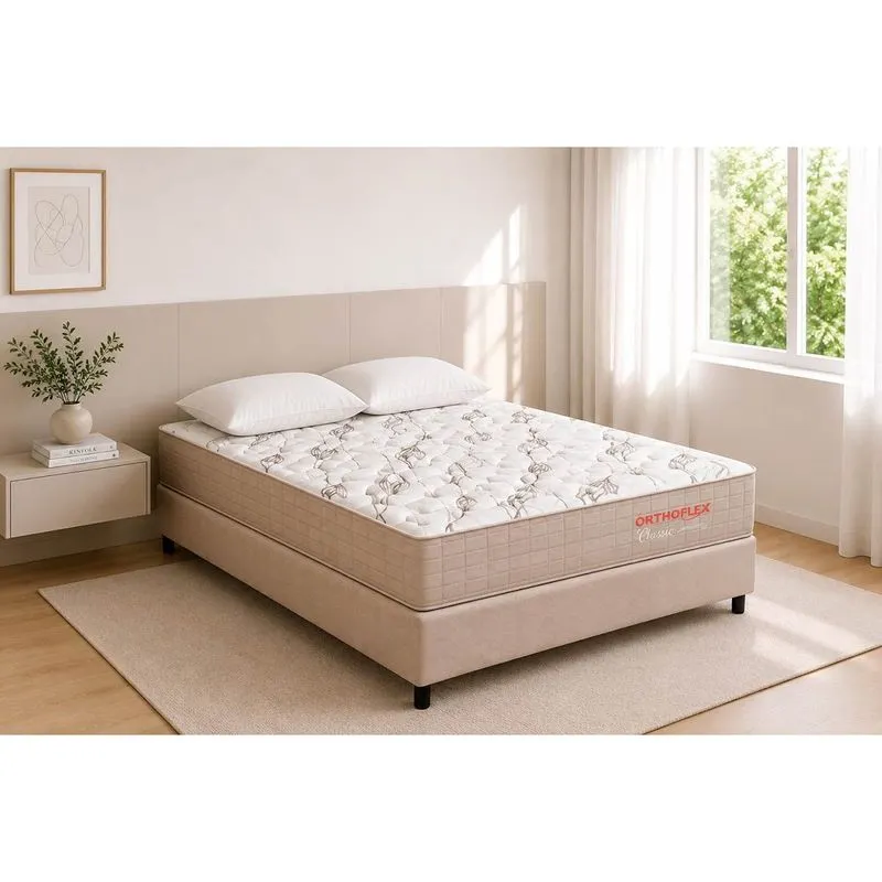 Cama Box CRC Casal +Colchão Molas Ensacadas Orvieto Orthoflex 138x188