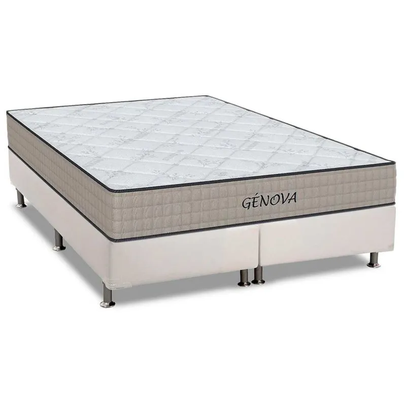 Cama Box King: Colchão Espuma D45 Orthoflex Genova + Base CRC Courano White (193x203)