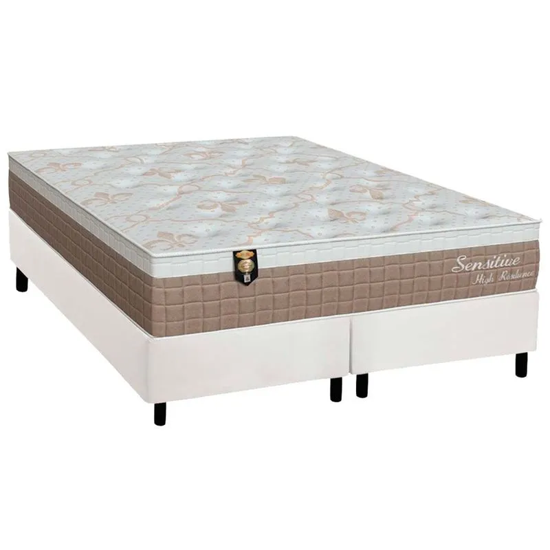 Conjunto Box Queen: Colchão Molas Orthoflex Ensacadas Sensitive + Base CRC Courano White (158x198)
