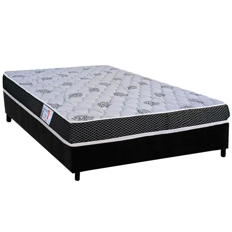 Conjunto Box Viúva: Colchão Espuma Orthoflex D20 ComfortPedic + Base crc Suede Black (128x188)