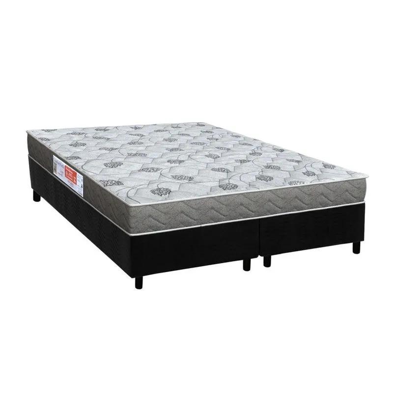 Conjunto Box Queen: Colchão Espuma Orthoflex D45 Comfortpedic + Base crc Suede Black (158x198)