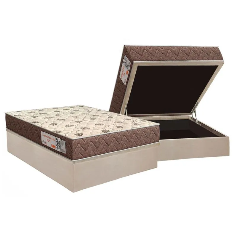 Conjunto Box Baú Casal: Colchão Espuma Orthoflex D28 Comfortpedic + Base crc Suede Clean (138x188)