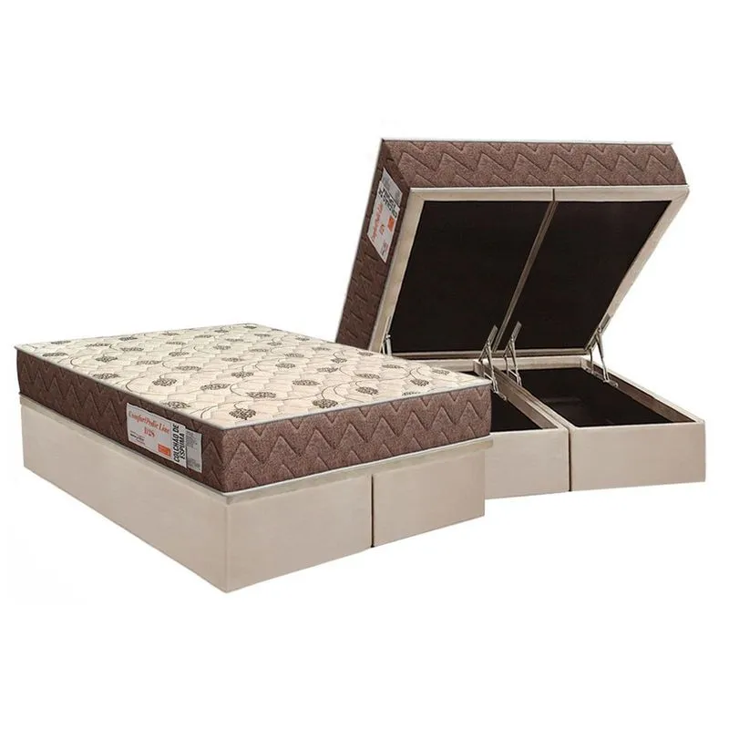Conjunto Box Baú Queen: Colchão Espuma Orthoflex D28 Comfortpedic + Base crc Suede Clean (158x198)
