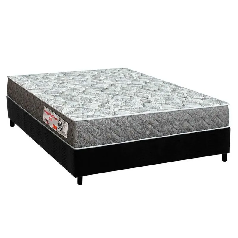 Conjunto Box Viúva: Colchão Espuma Orthoflex D23 ComfortPedic + Base crc Suede Black (128x188)