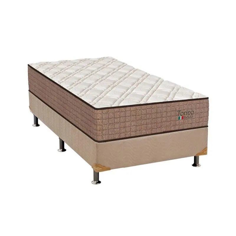 Cama Box Solteiro: Colchão Molas Ensacadas Orthoflex MasterPocket Torino Hibrido + Base crc Suede Clean(88x188)