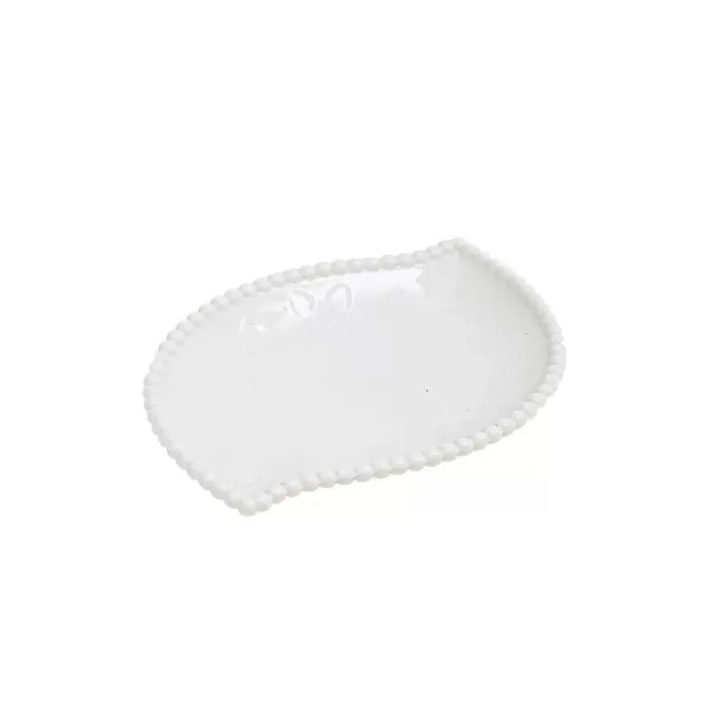Mini Bandeja Decorativa Louça em Cerâmica Branco Pracaza