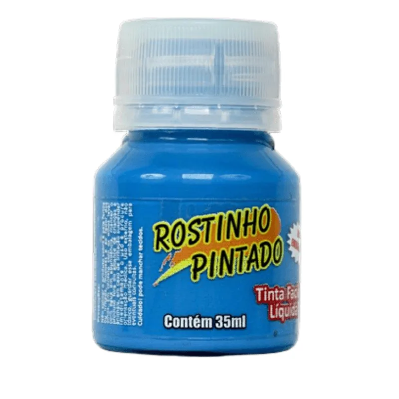 Tinta Para Pintura Facial Rostinho Pintando 35 Ml Azul Flúor