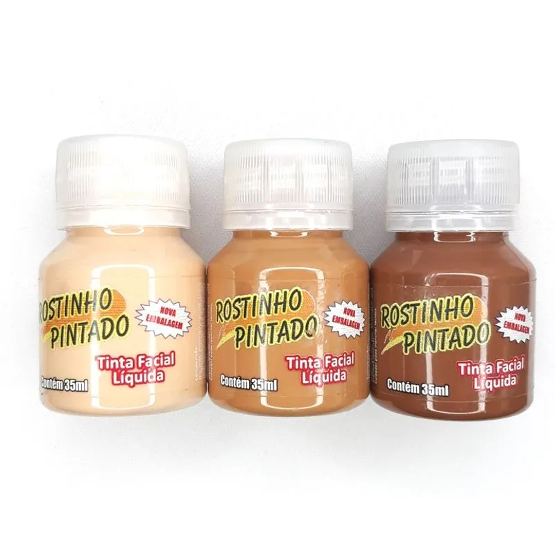 3 Frasco Tinta Liquida 35 Ml Pintura Facial Festas E Eventos