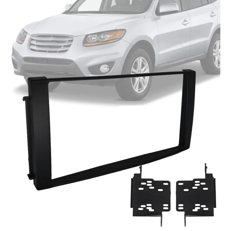 Moldura Painel 2 Din Hyundai Santa Fé 2007 Até 2012 Preto