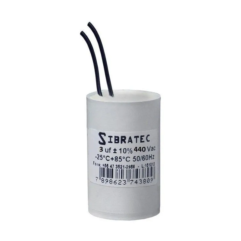 Capacitor Permanente Cabo 3uf 440vca 50/60hz Sibratec 8115