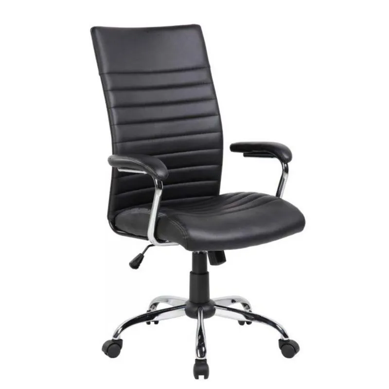 Conjunto com 1 Cadeira Presidente e 2 Cadeiras Interlocutores em Couro PU PEL-9023H/V Pretas