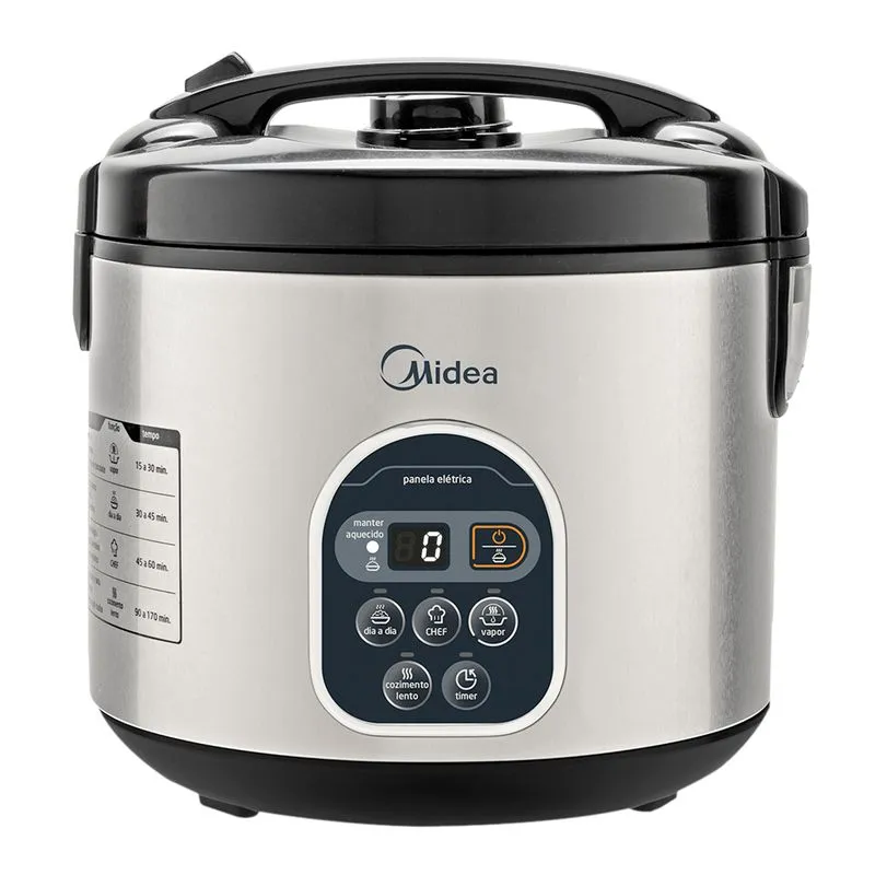 Panela Elétrica de Arroz Midea 10 Copos Liva PAA81 Preta e Prata 110V