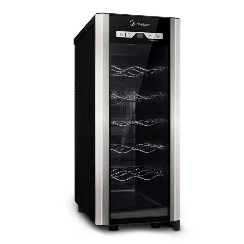 Adega De Vinhos Midea Liva Com Controle Digital De Temperatura Para 12 Garrafas