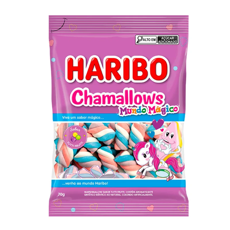 Balas Haribo Chamallows Mundo Mágico Sabor Tutti Frutti 70g