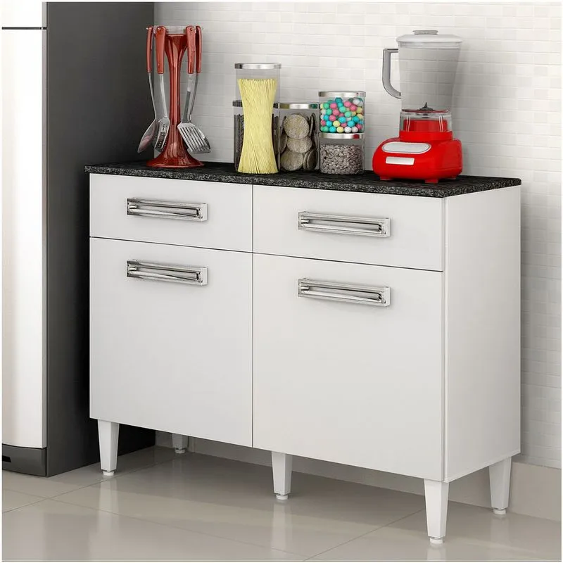 Balcão 2 Portas 2 Gavetas Topázio CHF Branco