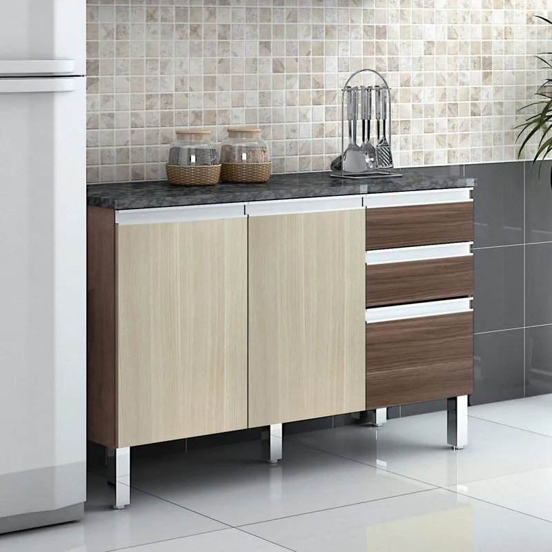 Balcão de Cozinha 2 Portas 3 Gavetas Turmalina CHF Mocaccino/Teka