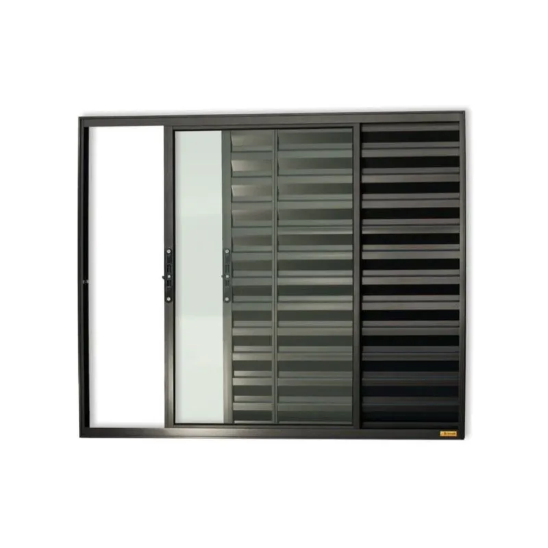 Veneziana Confort 3 Folhas Vidro Liso 100cm X 100cm Brimak Preto