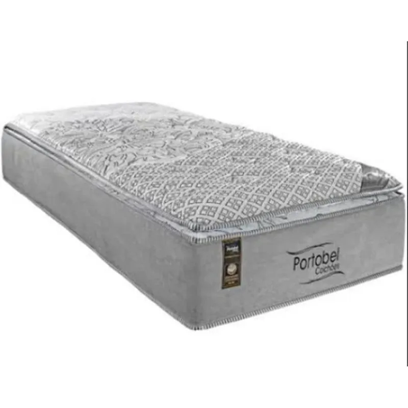 Colchão ILLINOIS Cinza - Solteiro - 188 X 88 X 34 - C/ Pillow Top - Molas Ensacadas - Portobel