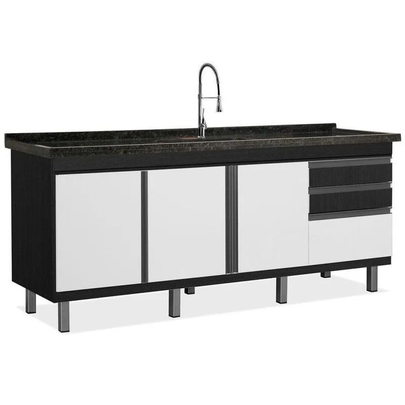 Gabinete De Cozinha Vitória Para Pia De 1,94 M Cor: nero-branco