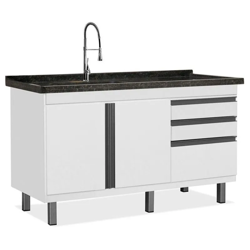 Gabinete De Cozinha Vitória Para Pia De 1,14 M Branco