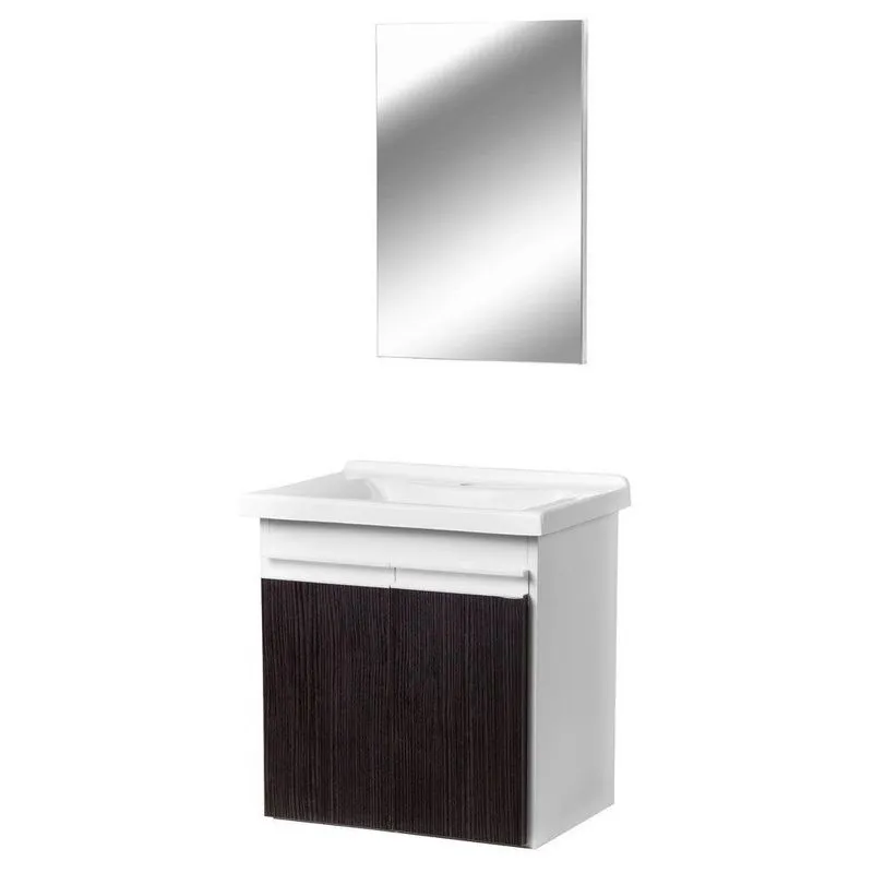 Gabinete De Banheiro Com Espelheira Kit Maceió 45cm Cor: branco-nero
