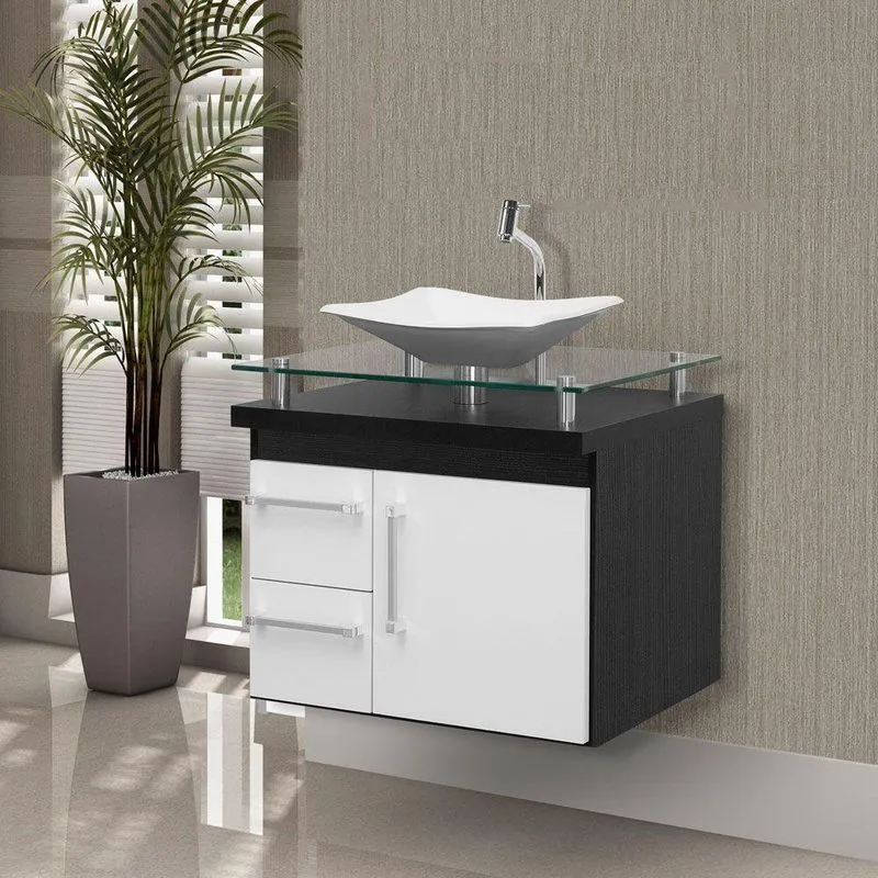Gabinete De Banheiro Aracajú 60cm Cor:nero-branco