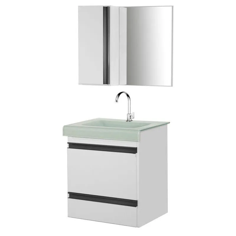Gabinete De Banheiro Com Espelheira Kit Natal 50cm Cor: branco