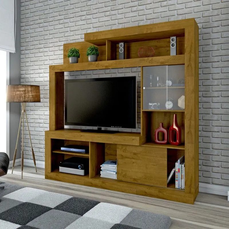 Estante Home para TV até 55 Polegadas 2 Portas Monterrey Atualle Móveis Canelato Rústico