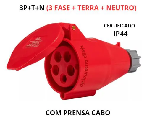 ACOPLAMENTO IND. 16A 6H 3P+N+T VERMELHO 380V - IP44 R5056 (P4792-T4795) e10