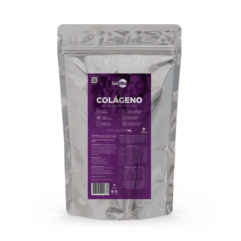 Kit Colágeno Hidrolisado Tipo 1 em pó puro 5 unidades de 1Kg