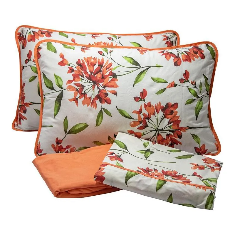 Roupa De Cama Pertutty King 4 Peças Malha Premium Laranja